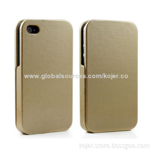 Flip Design Mobile Phone Case for iPhone 4, Made of PU, Available in Various Colors